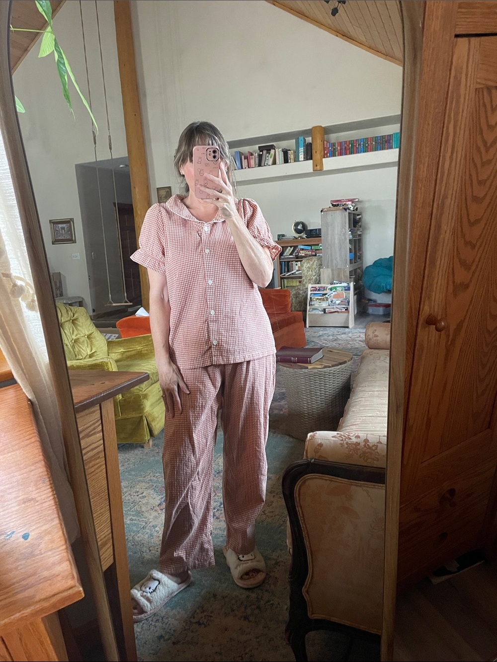 Red+Cream Gingham Pajama Set OS